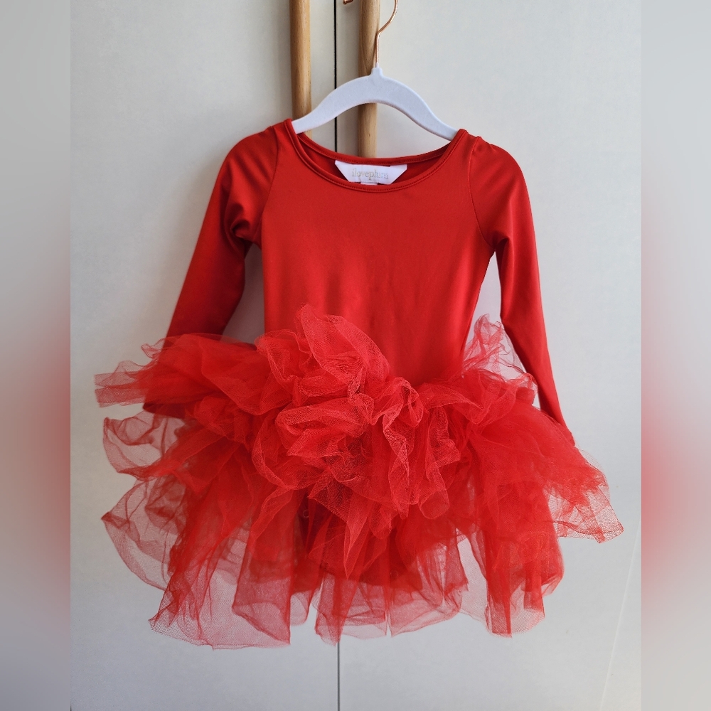 Beautiful I LOVE PLUM Red Tutu Dress (Sz 1 Yr)